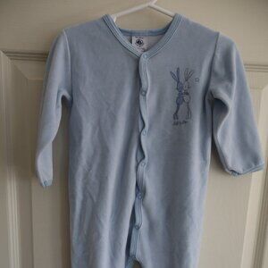 Petit Bateau Velour/velvet Light Blue Rabbit/Bunny Sleeper